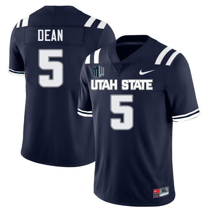 Utah State Aggies #5 Marlin Dean College Football Jerseys Stitched-Navy